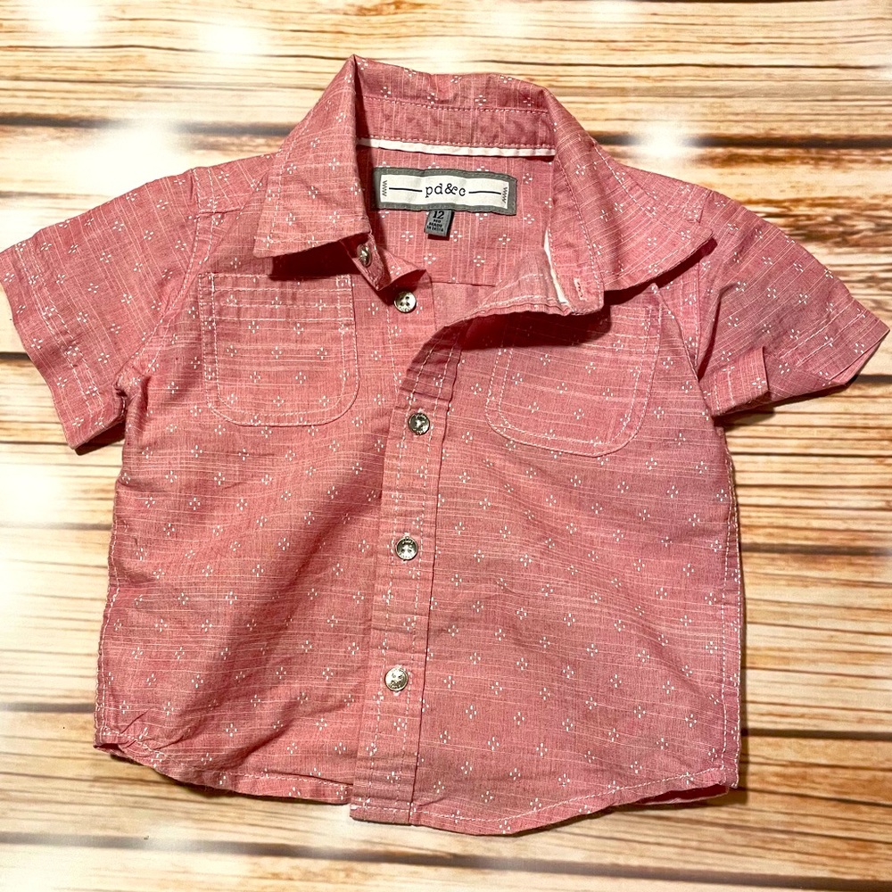 Baby boy short sleeve button down collared shirt